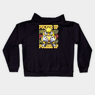 Pucker Up, Bold Lemon Character Kids Hoodie